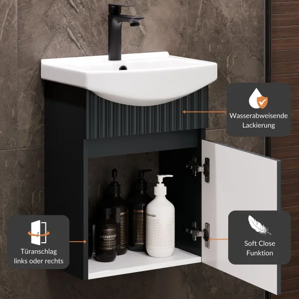 Waschtischunterschrank mit Waschbecken Wega 45 cm Anthrazit matt