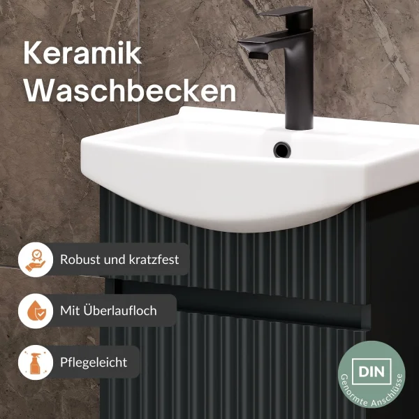Waschtischunterschrank mit Waschbecken Wega 45 cm Anthrazit matt