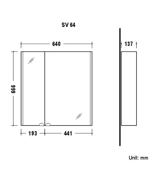 Mirror cabinet with LED 64cm (white)