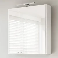 Armadietto a specchio con LED, 64 cm (bianco)