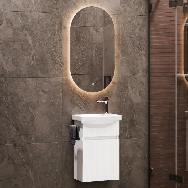 Mobile sottolavabo con lavabo Wega 40 cm bianco opaco