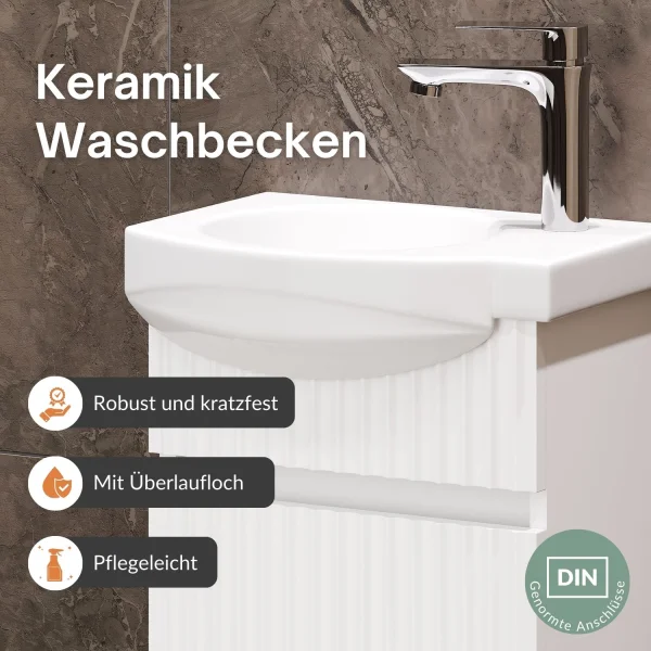 Mobile sottolavabo con lavabo Wega 40 cm bianco opaco