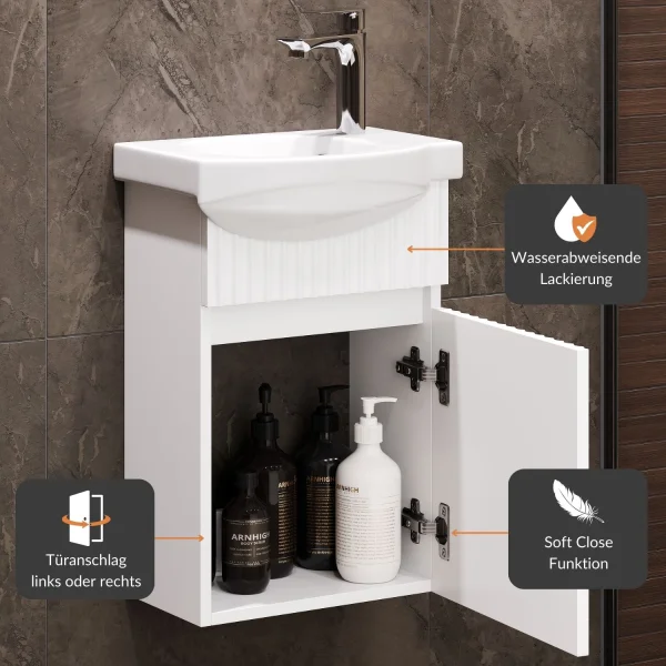 Mobile sottolavabo con lavabo Wega 40 cm bianco opaco