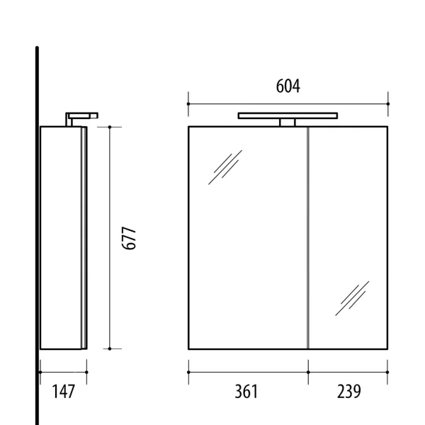 Badmöbel-Set mit Spiegelschrank 63cm und 2x Midischrank