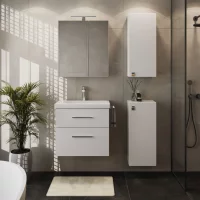 Badm&ouml;bel-Set mit Spiegelschrank 63cm und 2x Midischrank