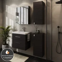 Bathroom furniture set with a 63-cm mirror cabinet and 2...