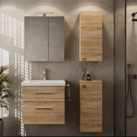 Bathroom Furniture Set with a 63-cm Mirror Cabinet and 2...
