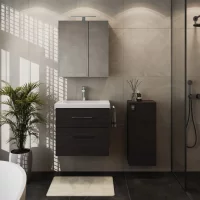 Badm&ouml;bel-Set mit Spiegelschrank 63cm und Midischrank