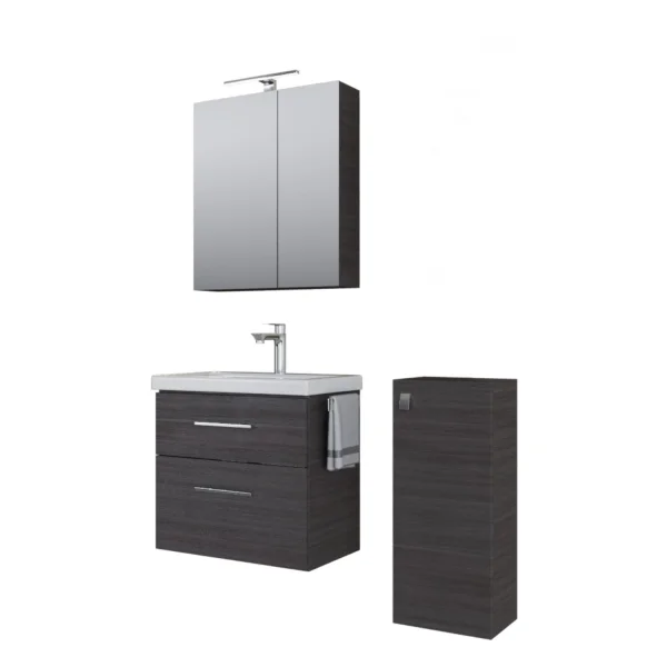 Badmöbel-Set mit Spiegelschrank 63cm und Midischrank Anthrazit