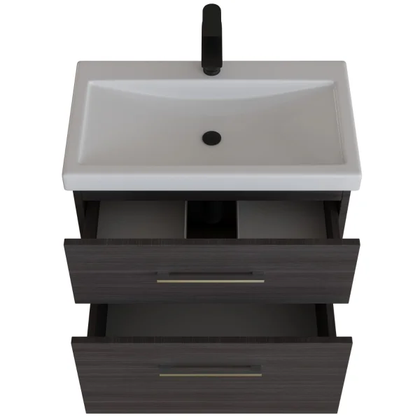 Badmöbel-Set mit Spiegelschrank 63cm und Midischrank Anthrazit