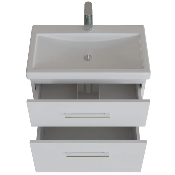 Badmöbel-Set mit Spiegelschrank 63cm und Midischrank weiß