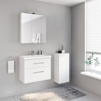 Badmöbel-Set mit Spiegelschrank 63cm und Midischrank Weiß
