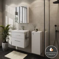 Bathroom furniture set with a 63-cm mirror cabinet and a...