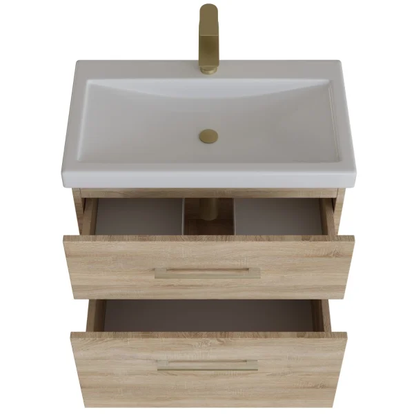 Badmöbel-Set mit Spiegelschrank 63cm und Midischrank Sonom Eiche