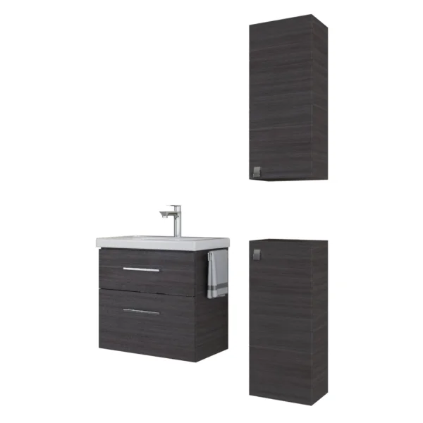 Badmöbel-Set 63cm mit 2x Midischrank Anthrazit