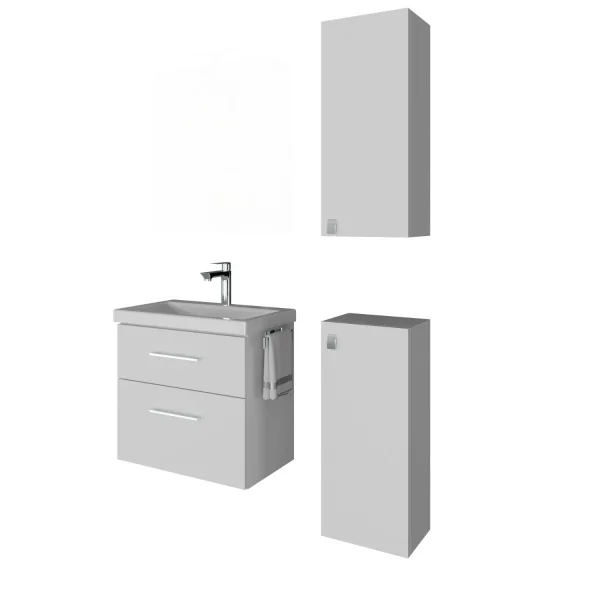Badmöbel-Set 63cm mit 2x Midischrank weiß