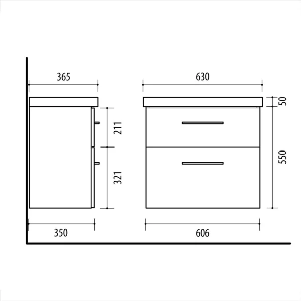 Badmöbel-Set 63cm mit Midischrank