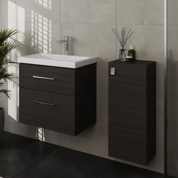 Badmöbel-Set 63cm mit Midischrank Anthrazit