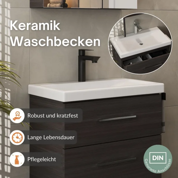 Badmöbel-Set 63cm mit Midischrank Anthrazit