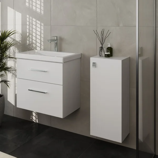 Badmöbel-Set 63cm mit Midischrank weiß