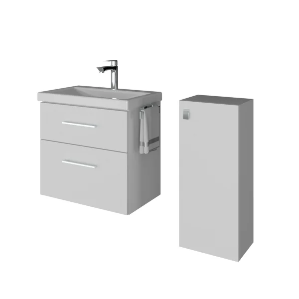 Badmöbel-Set 63cm mit Midischrank weiß