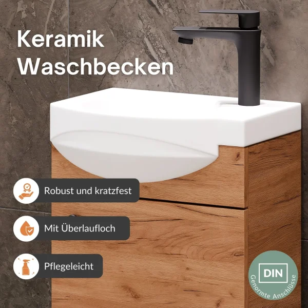 Waschtischunterschrank 40cm Gold Eiche