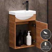 Meuble sous-vasque 40 cm, chêne doré