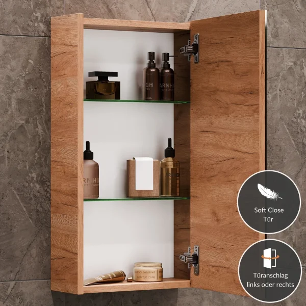 Spiegelschrank 40cm Gold Eiche