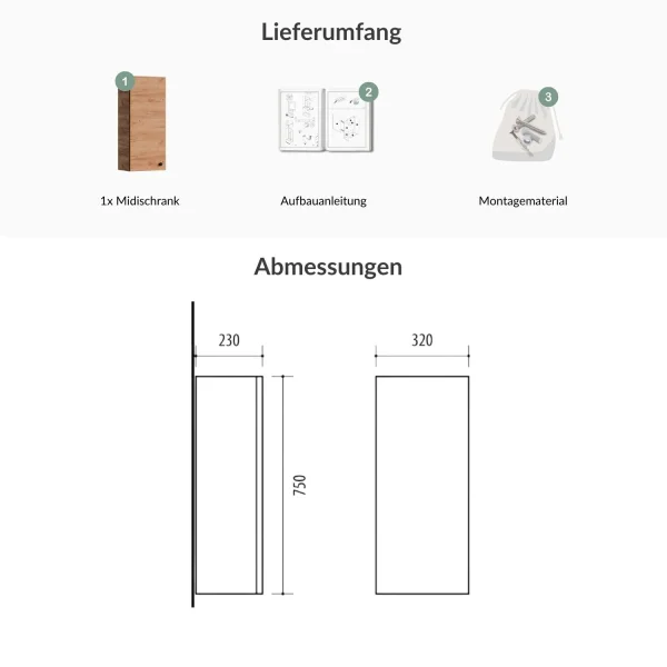 Midischrank 32cm (Gold Eiche)
