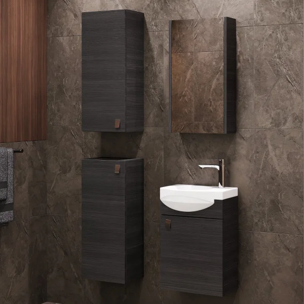 Vanity unit 40 cm with mirror cabinet and 2x midi cabinet 32 cm
