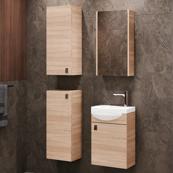 Vanity unit 40 cm with mirror cabinet and 2x midi cabinet 32 cm
