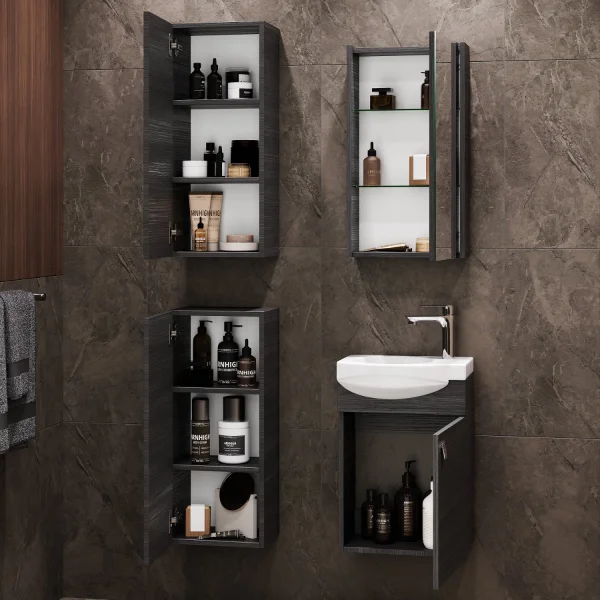 Vanity unit 40 cm with mirror cabinet and 2x midi cabinet 32 cm