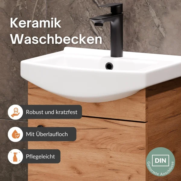 Waschtischunterschrank 45cm Gold Eiche