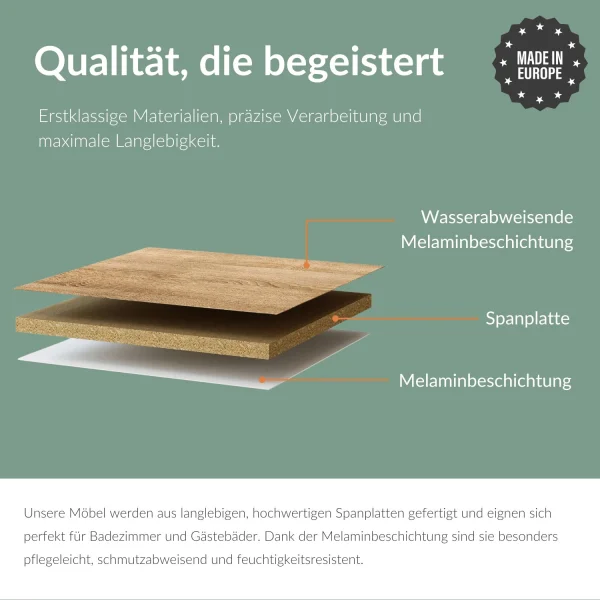 Waschtischunterschrank 45cm Gold Eiche