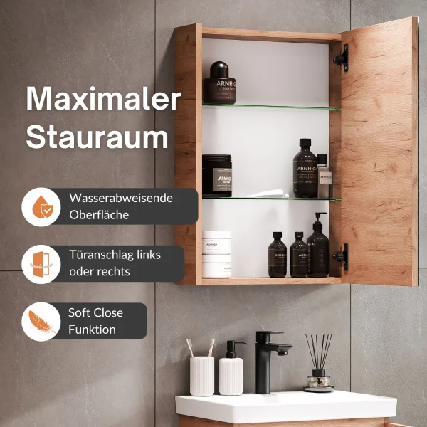 Spiegelschrank 50cm Gold Eiche