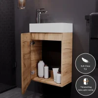 Meuble sous-vasque 40 cm, chêne doré