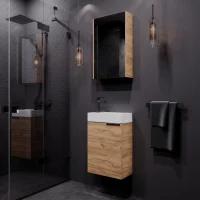 Badmöbel-Set 40cm mit Spiegelschrank Gold Eiche