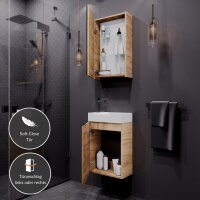 Badmöbel-Set 40cm mit Spiegelschrank Gold Eiche