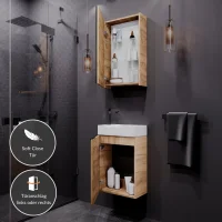 Badmöbel-Set 40cm mit Spiegelschrank Gold Eiche