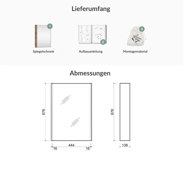 Spiegelschrank 50cm (Sonoma Eiche)