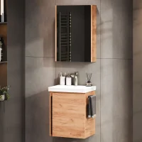 Bathroom Furniture Set with Mirror Cabinet, 50 cm, Gold Oak