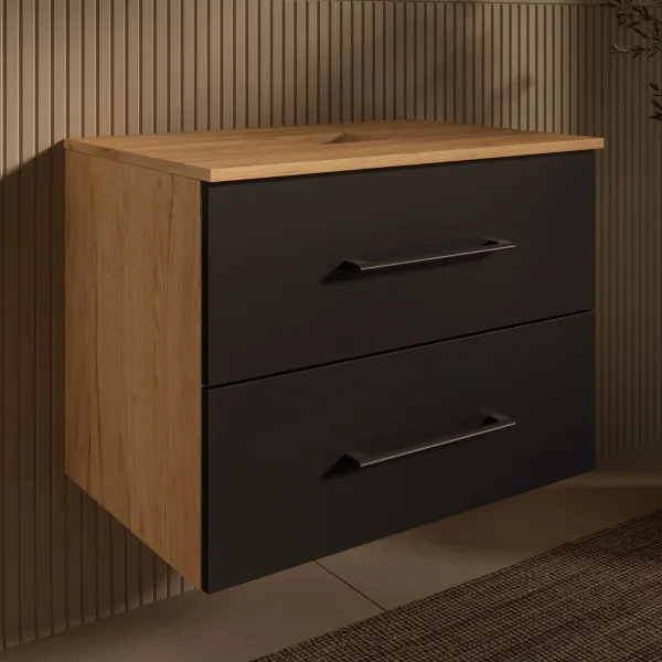 LUX 70 cm Vanity Cabinet, Gold Oak / Anthracite, WITHOUT Sink