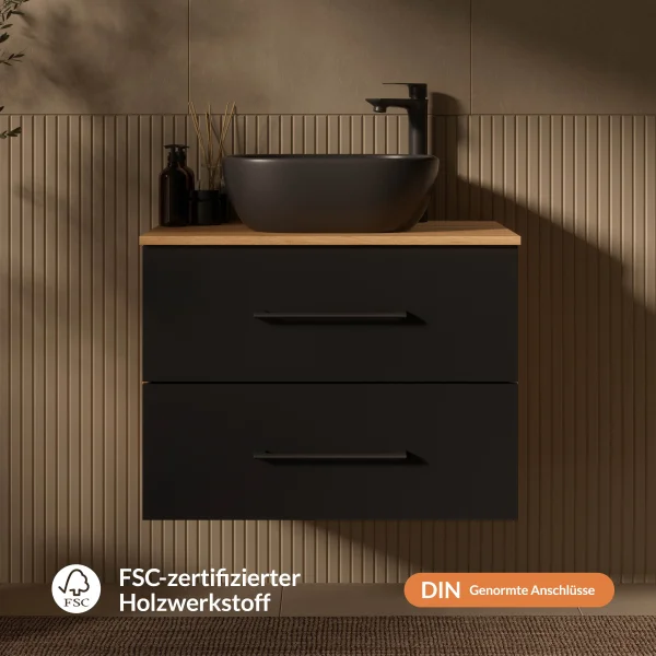 LUX 70 cm Vanity Cabinet, Gold Oak / Anthracite, WITHOUT Sink
