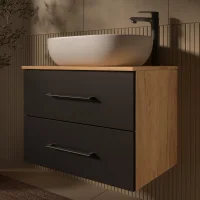 LUX 70 cm Vanity Cabinet, Gold Oak / Anthracite, WITHOUT...