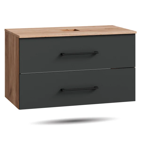 Meuble sous-vasque LUX 90 cm chêne doré / anthracite SANS vasque