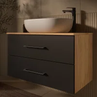 LUX 90 cm Vanity Cabinet, Gold Oak / Anthracite, WITHOUT...