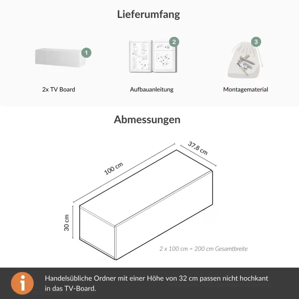 Planetmoebel TV Board WEST 100 - 320 cm, verschiedene Farben