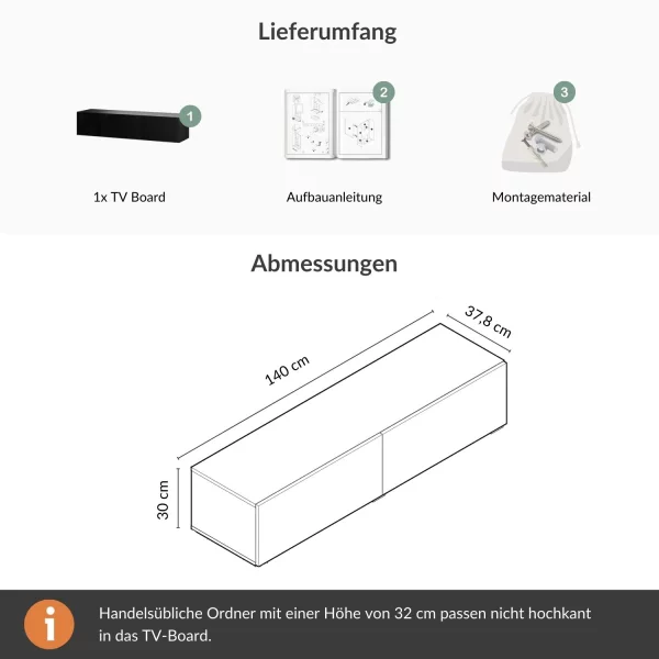 Planetmoebel TV Board WEST 100 - 320 cm, verschiedene Farben