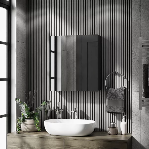 Spiegelschrank Merkur ohne Leuchte - anthrazit, 60 cm