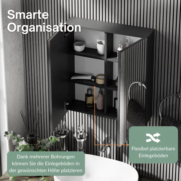 Spiegelschrank Merkur ohne Leuchte - anthrazit, 60 cm